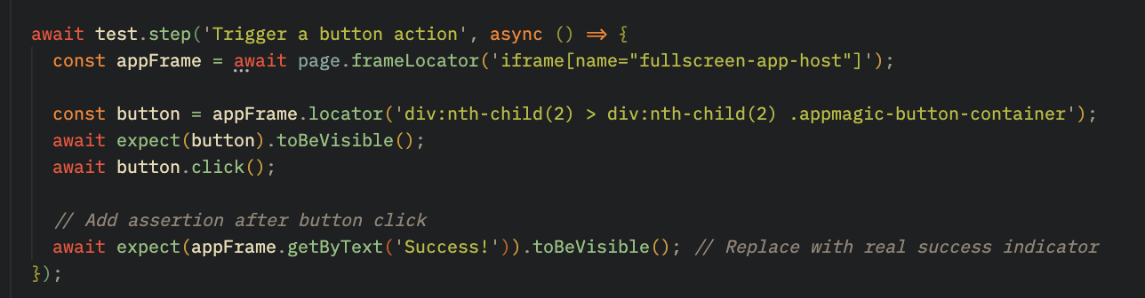 Code snippet using Typescript